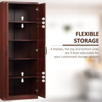 HOMCOM 63 2-Door Kitchen Pantry, Freestanding Storage Cabinet with 5-tier Shelving and 2 Adjustable Shelves for Dining Room