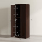 HOMCOM 63 2-Door Kitchen Pantry, Freestanding Storage Cabinet with 5-tier Shelving and 2 Adjustable Shelves for Dining Room