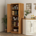 HOMCOM 63 2-Door Kitchen Pantry, Freestanding Storage Cabinet with 5-tier Shelving and 2 Adjustable Shelves for Dining Room