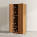HOMCOM 63 2-Door Kitchen Pantry, Freestanding Storage Cabinet with 5-tier Shelving and 2 Adjustable Shelves for Dining Room