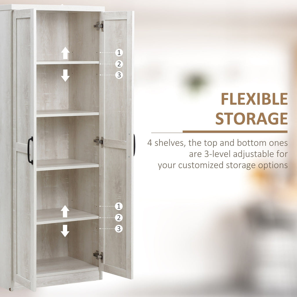 HOMCOM 63 2-Door Kitchen Pantry, Freestanding Storage Cabinet with 5-tier Shelving and 2 Adjustable Shelves for Dining Room