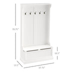 HOMCOM 71 3-In-1 Hall Tree Storage Bench and Coat Rack with 5 Steel Double Hooks, and Anti-Topple Anchor for Entryway
