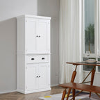 HOMCOM 72 Traditional Freestanding Kitchen Pantry Cabinet Cupboard with Doors and 3 Adjustable Shelves, White