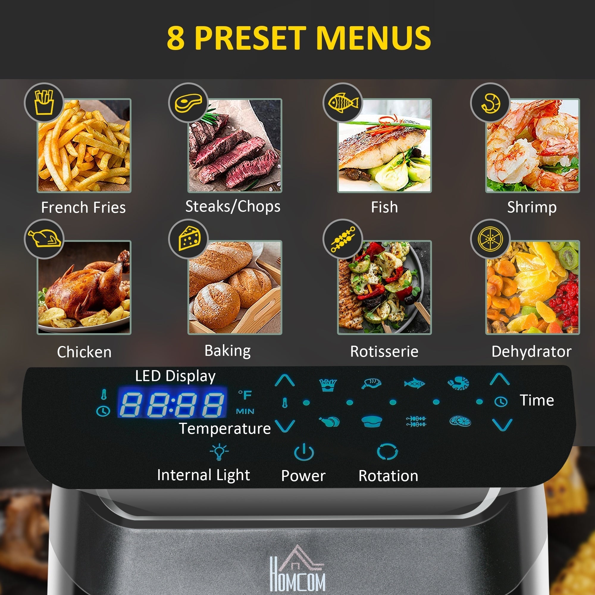 HOMCOM Large Air Fryer Oven with Family Size, Countertop Oven Cooking Gift - 12.5 x 13.25 x 14.5