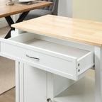 HOMCOM Kitchen Trolley, Wood Top Utility Cart on Wheels with Open Shelf and Storage Drawer for Dining Room, Kitchen