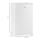 HOMCOM 3.2 Cu.Ft Mini Fridge with Freezer, Single Door Compact Refrigerator with Adjustable Thermostat for Bedroom