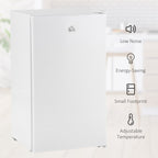 HOMCOM 3.2 Cu.Ft Mini Fridge with Freezer, Single Door Compact Refrigerator with Adjustable Thermostat for Bedroom