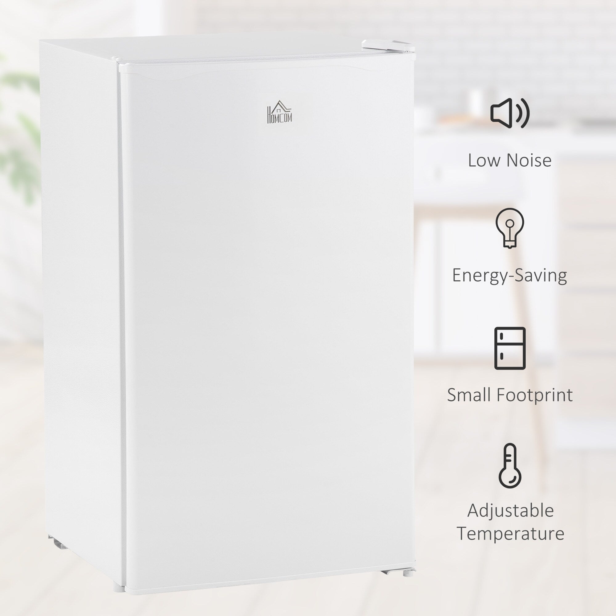 HOMCOM 3.2 Cu.Ft Mini Fridge with Freezer, Single Door Compact Refrigerator with Adjustable Thermostat for Bedroom