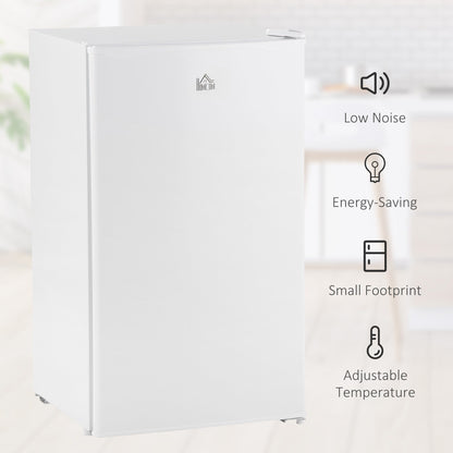 HOMCOM 3.2 Cu.Ft Mini Fridge with Freezer, Single Door Compact Refrigerator with Adjustable Thermostat for Bedroom