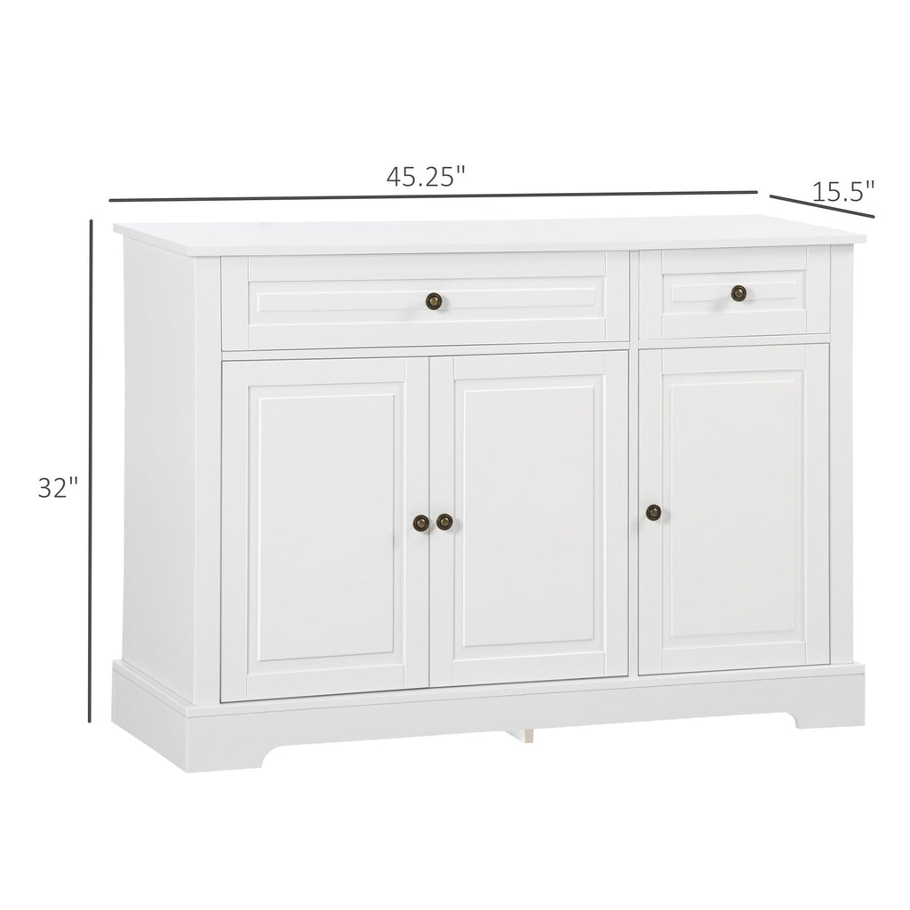 HOMCOM Modern Sideboard Buffet Cabinet with Storage Cupboards, 2 Drawers and Adjustable Shelves, Black