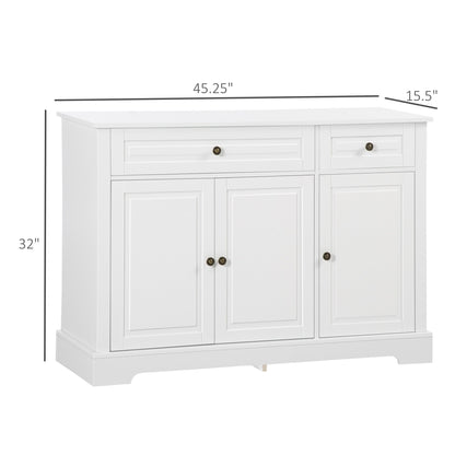 HOMCOM Modern Sideboard Buffet Cabinet with Storage Cupboards, 2 Drawers and Adjustable Shelves, Black