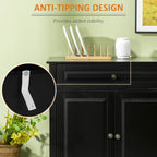 HOMCOM Modern Sideboard Buffet Cabinet with Storage Cupboards, 2 Drawers and Adjustable Shelves, Black