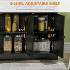 HOMCOM Modern Sideboard Buffet Cabinet with Storage Cupboards, 2 Drawers and Adjustable Shelves, Black