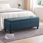 50.3 x 17.50 x 18 Upholstered Rectangular Storage Ottoman-Faux Leather