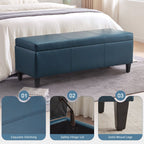 50.3 x 17.50 x 18 Upholstered Rectangular Storage Ottoman-Faux Leather