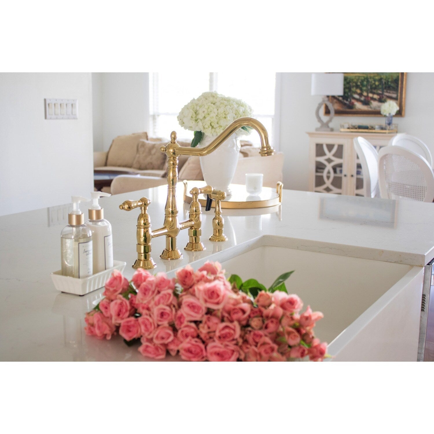 Heritage Bridge Kitchen Faucet with Brass Sprayer