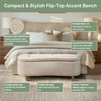 INK IVY Bailey Boucle-Style Curved Storage Accent Bench