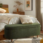 INK IVY Bailey Boucle-Style Curved Storage Accent Bench