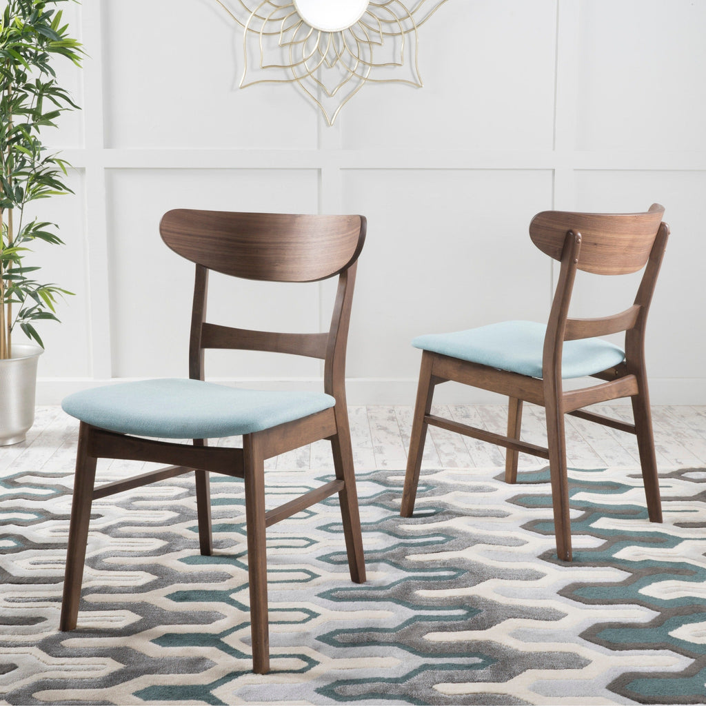 Abrielle Mid-Century Modern Upholstered Rubberwood Dining Chair (Set of 2) by Christopher Knight Home