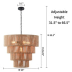 KAWOTI Width 26 5-Light 4-Tiered Bohemian Pendant Light