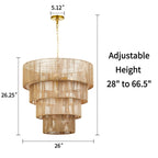 KAWOTI Width 26 5-Light 4-Tiered Bohemian Pendant Light