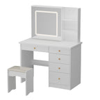Kerrogee Makeup Vanity Set with Adjustable Lighted Mirror & Stool - 39.4L x 19.7W x 53.5H