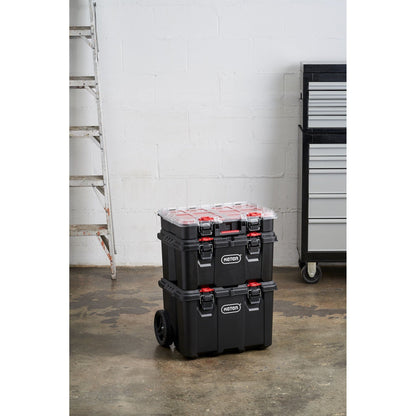 Boîte à outils mobile 3 pièces Keter Stack-n-Roll, rangement et organisation d'outils, système de boîte à outils modulaire en résine durable
