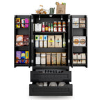 Kitchen Storage Pantry Cabinet, Freestanding Bathroom Storage Cabinet with 2 Doors and Drawers
