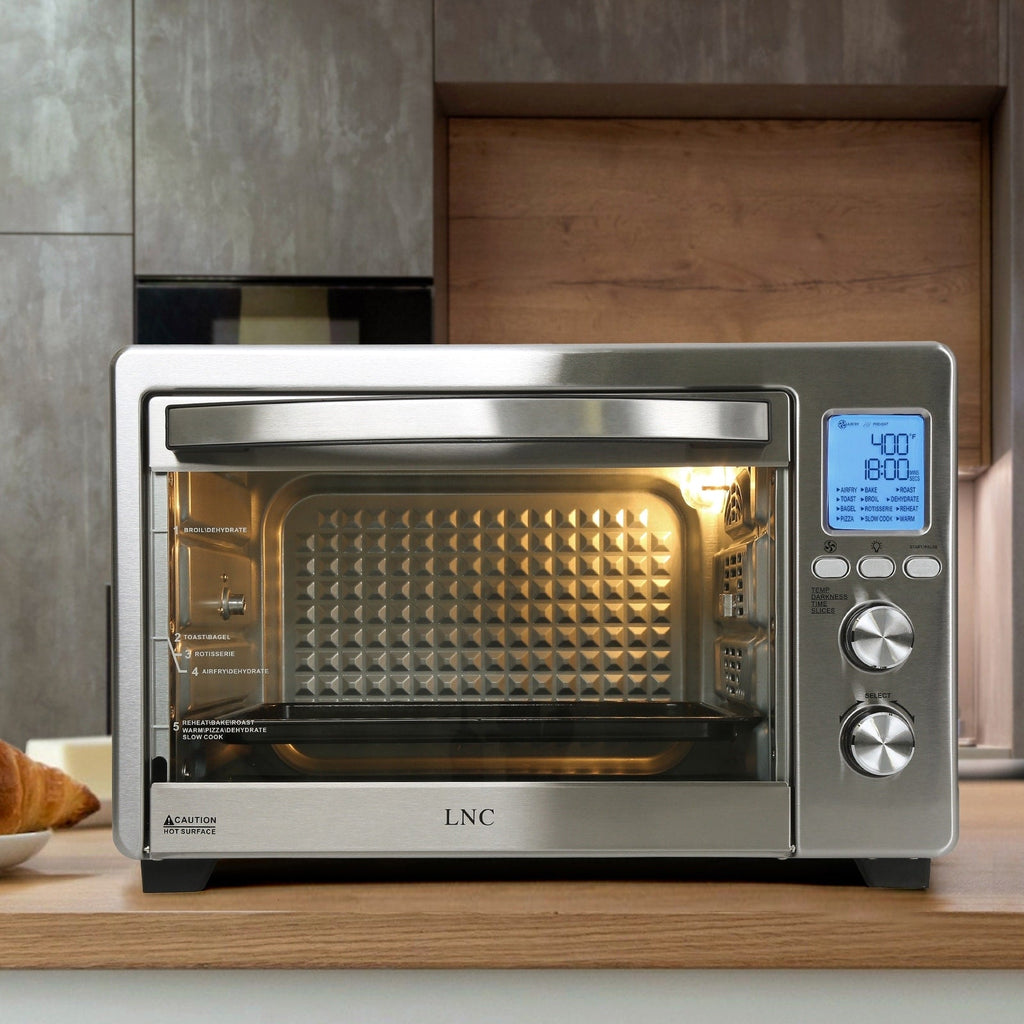 LNC 12-In-1 Large 34QT Countertop Toaster Oven Convection Rotisserie Air Fryer - 19.5 L x 15 W x 12.5 H