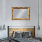 Lamont River of Goods Rectangular Brown and Tan Wood and Glass Wall Mirror - 39 x 1.25 x 28