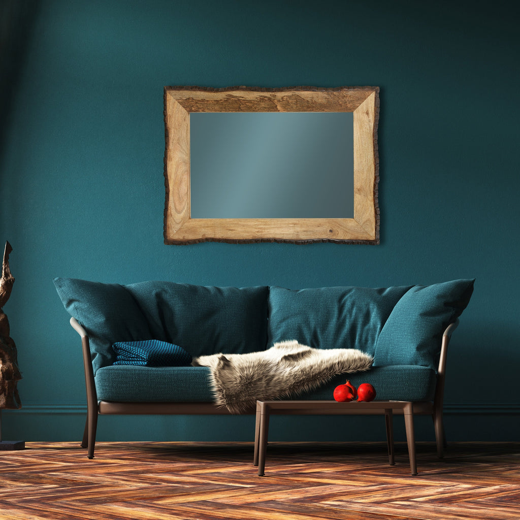 Lamont River of Goods Rectangular Brown and Tan Wood and Glass Wall Mirror - 39 x 1.25 x 28