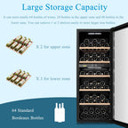Lanbo 20-Inch 64 Bottle Dual Zone Freestanding Wine Cooler, Stainless Steel Trimmed Glass Door With Two Safety Lock