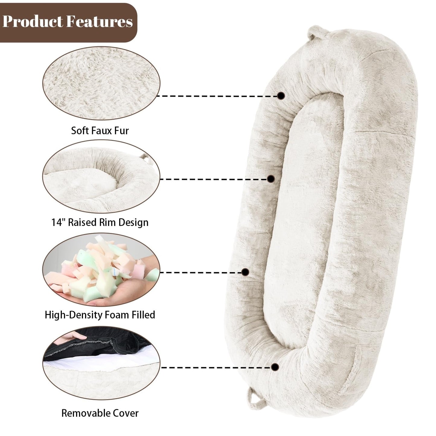 Grand panier pour chien lavable, taille humaine, avec housse amovible