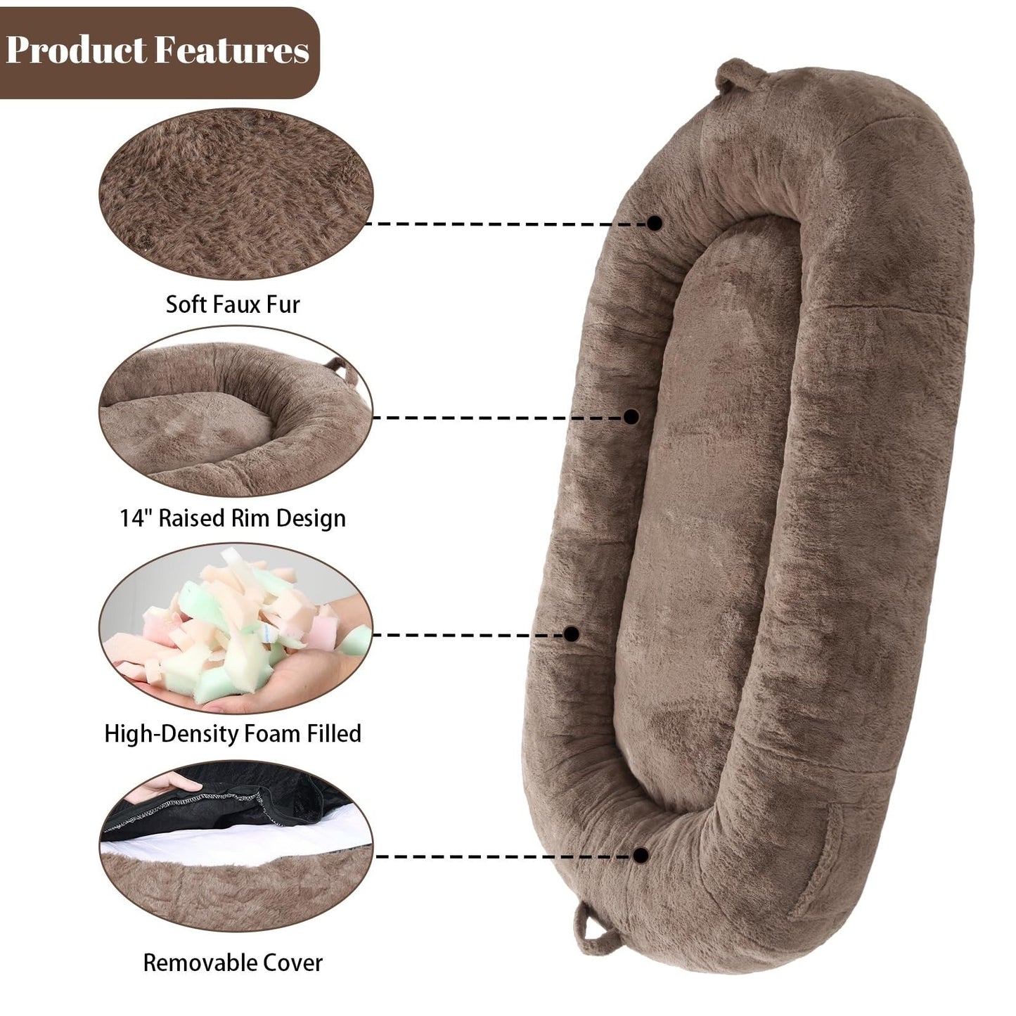 Grand panier pour chien lavable, taille humaine, avec housse amovible