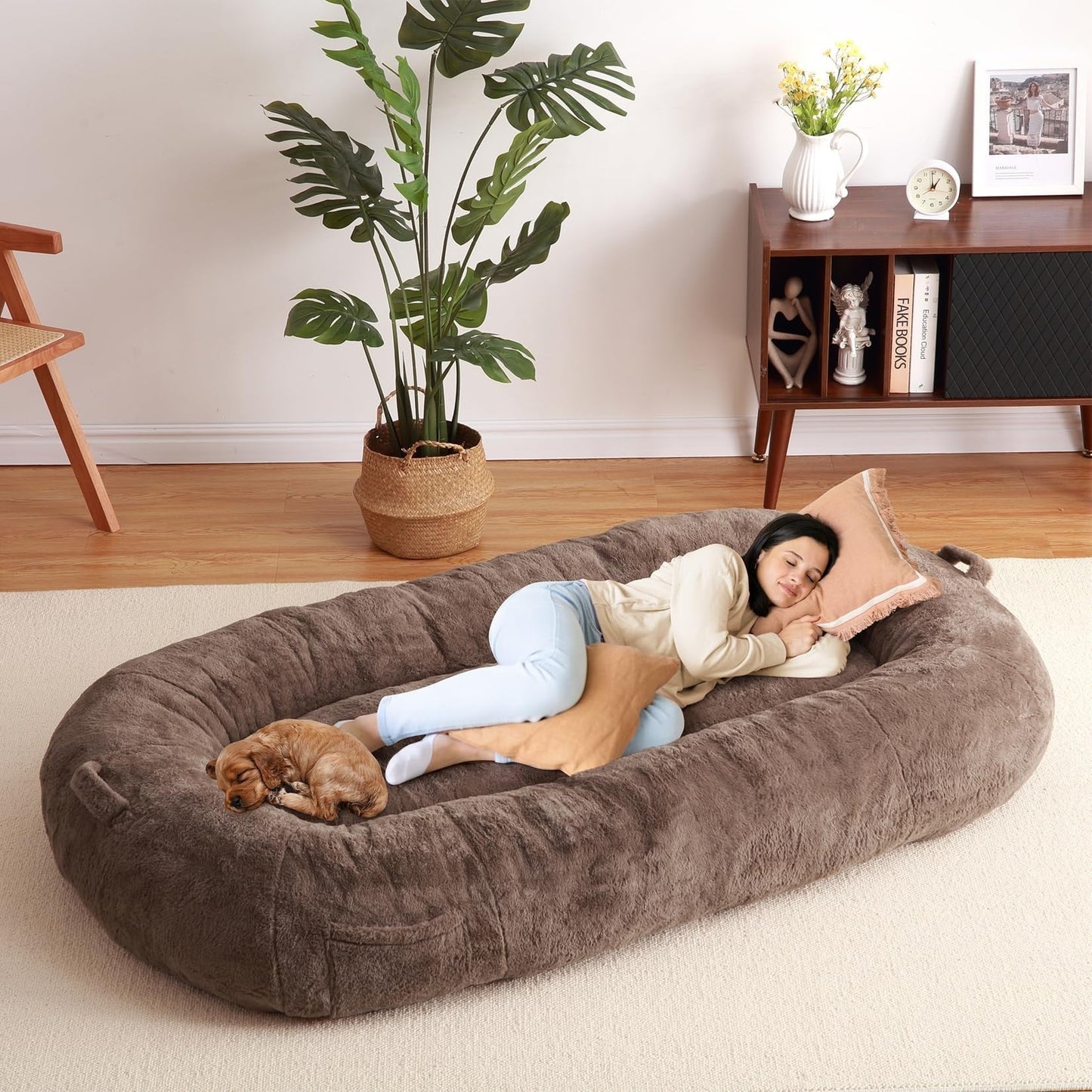 Grand panier pour chien lavable, taille humaine, avec housse amovible
