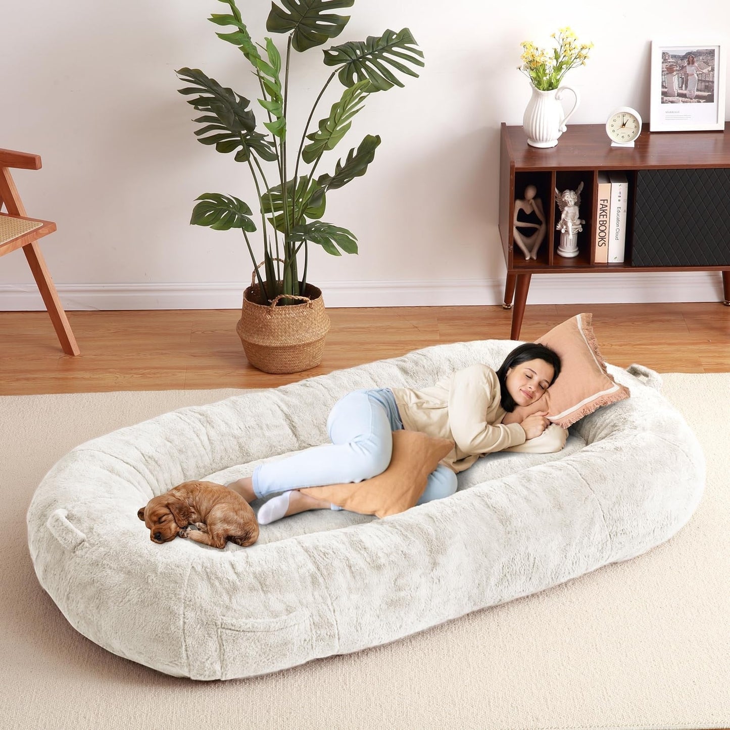 Grand panier pour chien lavable, taille humaine, avec housse amovible