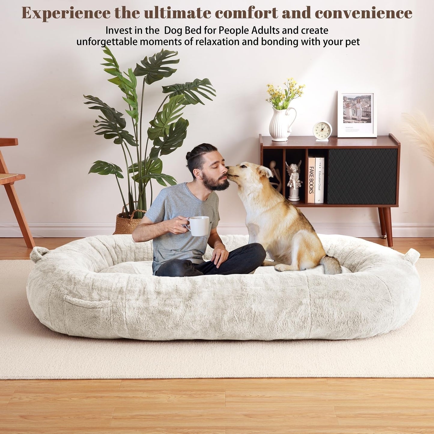 Grand panier pour chien lavable, taille humaine, avec housse amovible