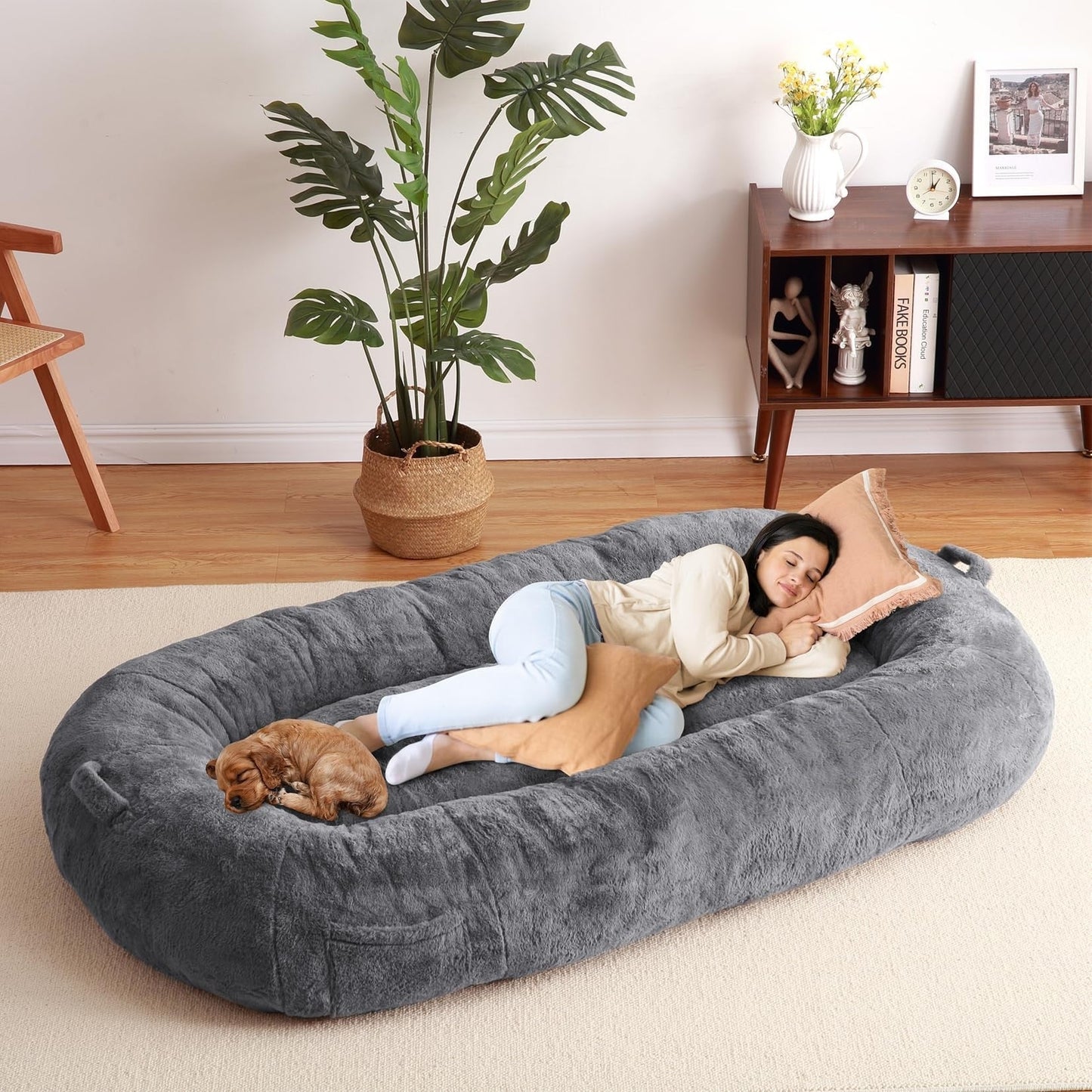 Grand panier pour chien lavable, taille humaine, avec housse amovible