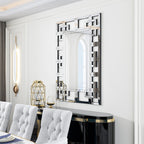 Large Wall Art Mirror Decor Silver Accent Geometric Frame