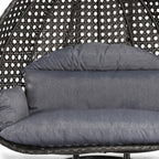 LeisureMod 2 Person Hanging Egg Chair with Stand - Outdoor/Indoor Rattan Wicker Patio Swing Hammock Lounger with Cushions