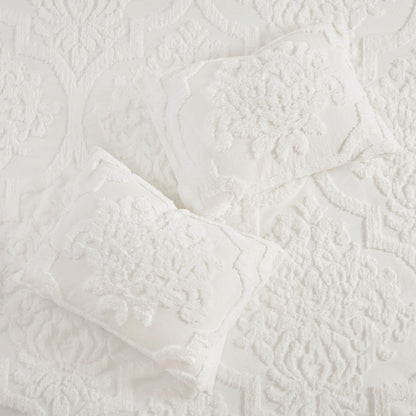 Parure de couette Madison Park Aeriela en coton chenille touffeté damassé