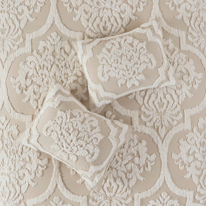 Parure de couette Madison Park Aeriela en coton chenille touffeté damassé
