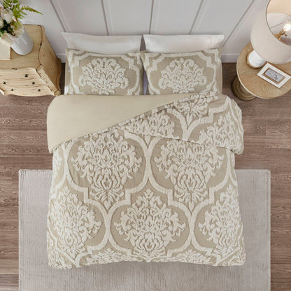 Parure de couette Madison Park Aeriela en coton chenille touffeté damassé