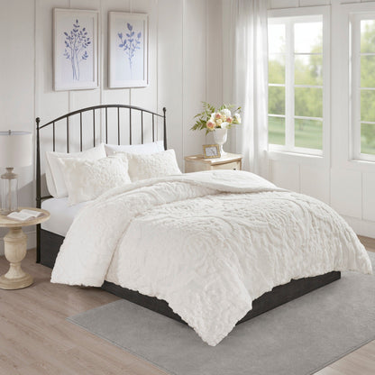 Parure de couette Madison Park Aeriela en coton chenille touffeté damassé