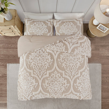 Parure de couette Madison Park Aeriela en coton chenille touffeté damassé