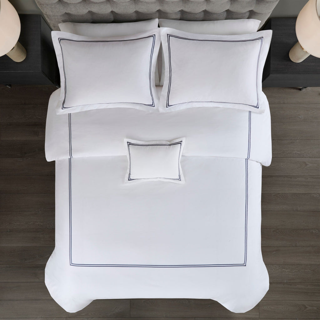 Madison Park Signature 500 Thread Count Luxury Collection 100% Cotton Sateen Embroidered Duvet Cover Set