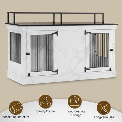 Meuble TV pour cage à chien Mcombo, grand format, niche en bois avec doubles portes, modèle 1861