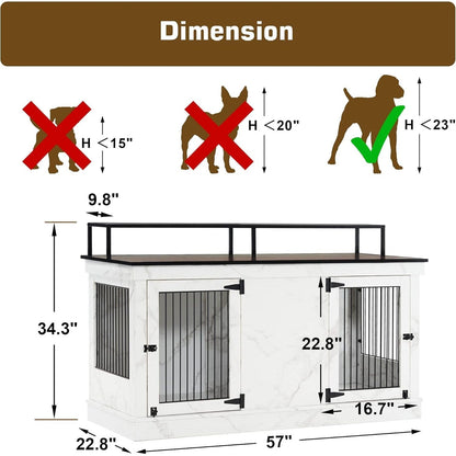Meuble TV pour cage à chien Mcombo, grand format, niche en bois avec doubles portes, modèle 1861