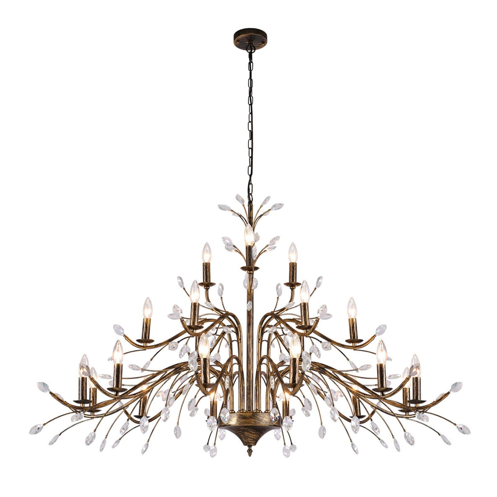 Farmhouse Retro Tree Branch Crystal Chandelier Candle-Style Pendant Light