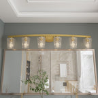 Mid-century Modern 6-light LED Dimmable Bathroom Vanity Light with Art Glass - 51 inches